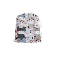 Cute Cat Couple Seamless Pattern Cartoon Drawstring Pouch (medium) by Bedest