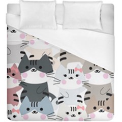 Cute Cat Couple Seamless Pattern Cartoon Duvet Cover (king Size) by Bedest