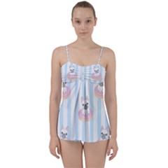 French Bulldog Dog Seamless Pattern Babydoll Tankini Set by Bedest