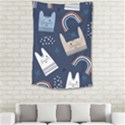 Colorful Cute Cats Seamless Pattern Small Tapestry View2