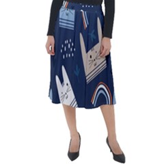 Colorful Cute Cats Seamless Pattern Classic Velour Midi Skirt  by Bedest