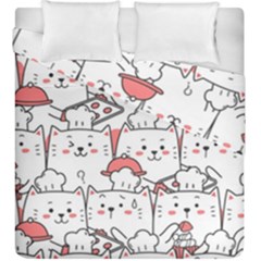 Cute Cat Chef Cooking Seamless Pattern Cartoon Duvet Cover Double Side (king Size) by Bedest