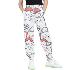 Cute Cat Chef Cooking Seamless Pattern Cartoon Kids  Joggers by Bedest