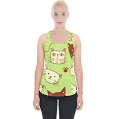 Cute Hand Drawn Cat Seamless Pattern Piece Up Tank Top by Bedest