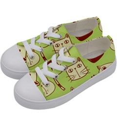 Cute Hand Drawn Cat Seamless Pattern Kids  Low Top Canvas Sneakers by Bedest