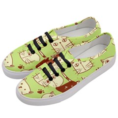 Cute Hand Drawn Cat Seamless Pattern Women s Classic Low Top Sneakers by Bedest