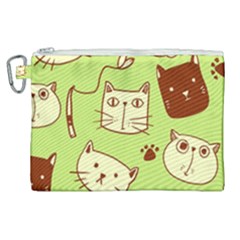 Cute Hand Drawn Cat Seamless Pattern Canvas Cosmetic Bag (xl) by Bedest