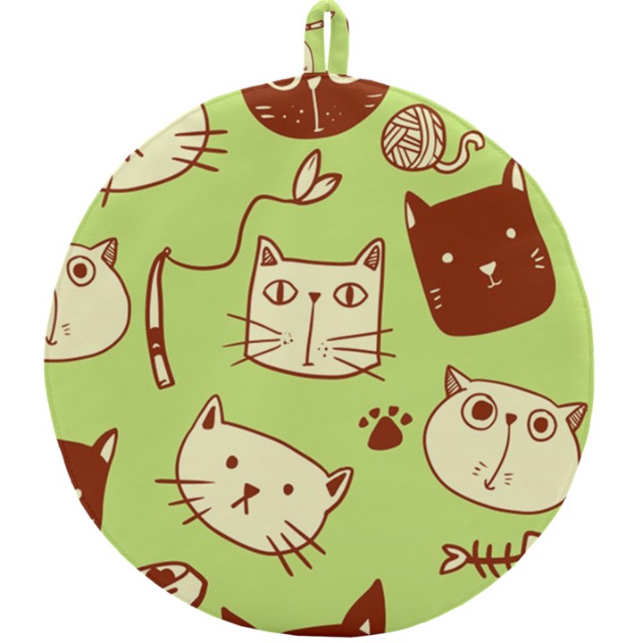 Cute Hand Drawn Cat Seamless Pattern Round Trivet