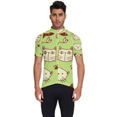 Cute Hand Drawn Cat Seamless Pattern Men s Short Sleeve Cycling Jersey by Bedest