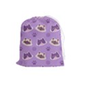 Cute Colorful Cat Kitten With Paw Yarn Ball Seamless Pattern Drawstring Pouch (Large) View1