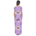 Cute Colorful Cat Kitten With Paw Yarn Ball Seamless Pattern Short Sleeve Maxi Dress View2