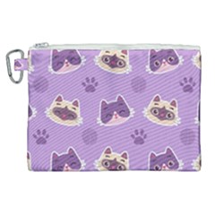 Cute Colorful Cat Kitten With Paw Yarn Ball Seamless Pattern Canvas Cosmetic Bag (xl) by Bedest