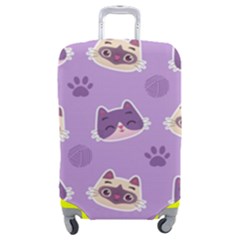 Cute Colorful Cat Kitten With Paw Yarn Ball Seamless Pattern Luggage Cover (medium) by Bedest