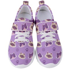 Cute Colorful Cat Kitten With Paw Yarn Ball Seamless Pattern Women s Velcro Strap Shoes by Bedest