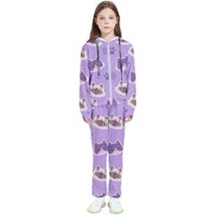 Cute Colorful Cat Kitten With Paw Yarn Ball Seamless Pattern Kids  Tracksuit by Bedest