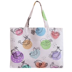 Cartoon Bird Cute Doodle Bird Zipper Mini Tote Bag by Bedest