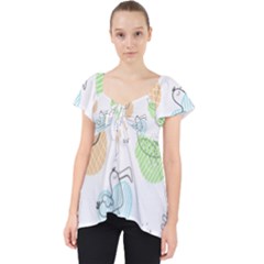 Cartoon Bird Cute Doodle Bird Lace Front Dolly Top by Bedest