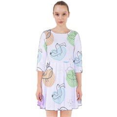 Cartoon Bird Cute Doodle Bird Smock Dress