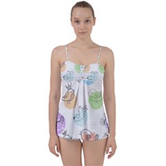 Cartoon Bird Cute Doodle Bird Babydoll Tankini Set by Bedest