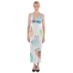 Cartoon Bird Cute Doodle Bird Fitted Maxi Dress by Bedest