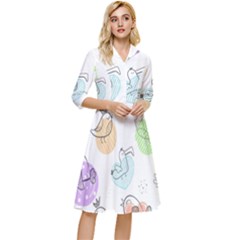 Cartoon Bird Cute Doodle Bird Classy Knee Length Dress by Bedest