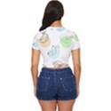 Cartoon Bird Cute Doodle Bird Side Button Cropped T-Shirt View4