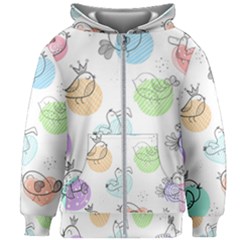 Cartoon Bird Cute Doodle Bird Kids  Zipper Hoodie Without Drawstring by Bedest