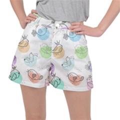 Cartoon Bird Cute Doodle Bird Women s Ripstop Shorts by Bedest