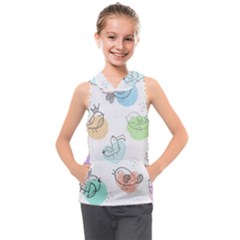 Cartoon Bird Cute Doodle Bird Kids  Sleeveless Hoodie by Bedest