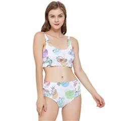 Cartoon Bird Cute Doodle Bird Frilly Bikini Set by Bedest