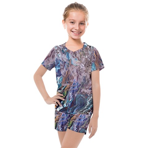 Abstract Blend V Kids  Mesh T-shirt And Shorts Set by kaleidomarblingart