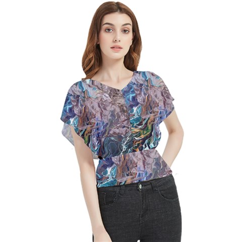 Abstract Blend V Butterfly Chiffon Blouse by kaleidomarblingart