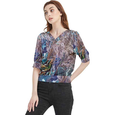 Abstract Blend V Quarter Sleeve Blouse by kaleidomarblingart