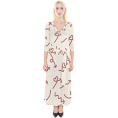 Abstract Arrow Sign Love Aesthetic Quarter Sleeve Wrap Maxi Dress by Apen