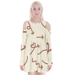 Abstract Arrow Sign Love Aesthetic Velvet Long Sleeve Shoulder Cutout Dress by Apen