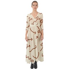 Abstract Arrow Sign Love Aesthetic Button Up Boho Maxi Dress by Apen