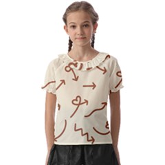 Abstract Arrow Sign Love Aesthetic Kids  Frill Chiffon Blouse by Apen