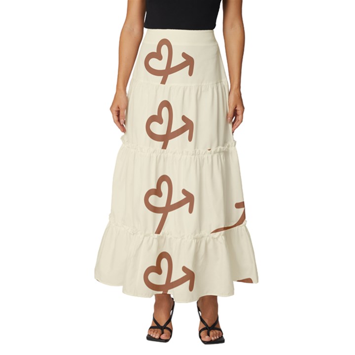 Abstract Arrow Sign Love Aesthetic Tiered Ruffle Maxi Skirt