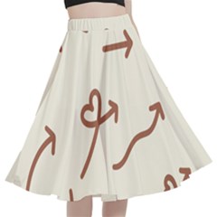 Abstract Arrow Sign Love Aesthetic A-line Full Circle Midi Skirt With Pocket by Apen