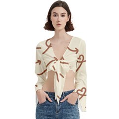 Abstract Arrow Sign Love Aesthetic Trumpet Sleeve Cropped Top