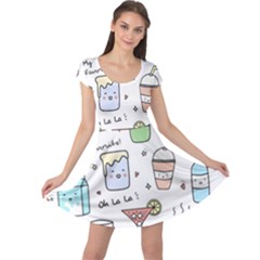 Drinks Cocktails Doodles Coffee Cap Sleeve Dress by Apen