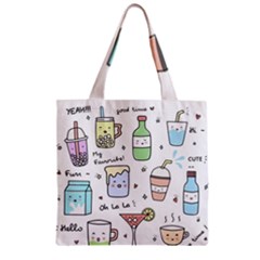 Drinks Cocktails Doodles Coffee Zipper Grocery Tote Bag by Apen