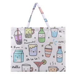 Drinks Cocktails Doodles Coffee Zipper Large Tote Bag by Apen