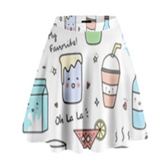 Drinks Cocktails Doodles Coffee High Waist Skirt by Apen