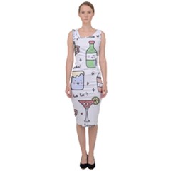 Drinks Cocktails Doodles Coffee Sleeveless Pencil Dress by Apen