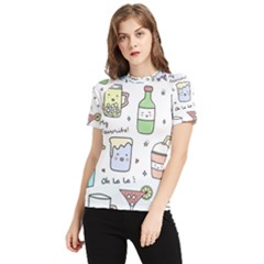 Drinks Cocktails Doodles Coffee Women s Short Sleeve Rash Guard by Apen