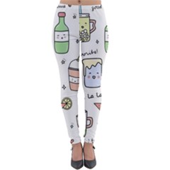 Drinks Cocktails Doodles Coffee Lightweight Velour Leggings by Apen