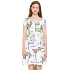 Drinks Cocktails Doodles Coffee Inside Out Cap Sleeve Dress by Apen