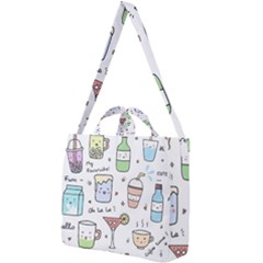 Drinks Cocktails Doodles Coffee Square Shoulder Tote Bag by Apen