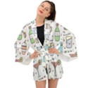 Drinks Cocktails Doodles Coffee Long Sleeve Kimono View1